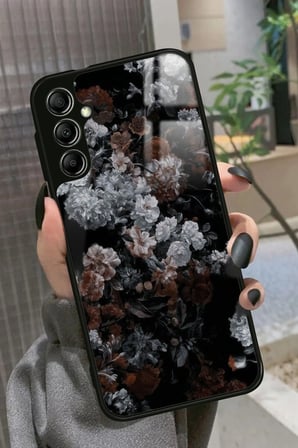 Samsung Galaxy A14 Uyumlu Beyaz Çiçek Tasarımlı Parlak Silikon Kılıf