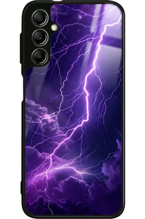 Samsung Galaxy A14 Uyumlu Mor Şimşek Tasarımlı Parlak Silikon Kılıf