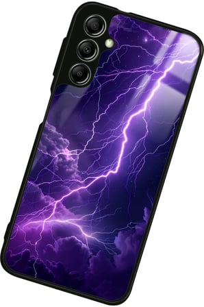 Samsung Galaxy A14 Uyumlu Mor Şimşek Tasarımlı Parlak Silikon Kılıf