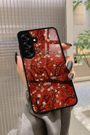 Samsung Galaxy A16 Uyumlu Van Gogh Kırmızı Ağaç Tablo Tasarımlı Parlak Silikon Kılıf