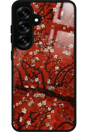 Samsung Galaxy A16 Uyumlu Van Gogh Kırmızı Ağaç Tablo Tasarımlı Parlak Silikon Kılıf