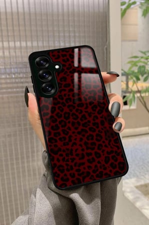 Samsung Galaxy A16 Uyumlu Bordo Leopar Tasarımlı Parlak Silikon Kılıf