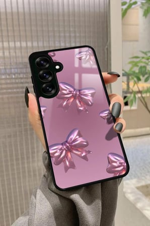Samsung Galaxy A16 Uyumlu Pembe Kurdele Tasarımlı Parlak Silikon Kılıf