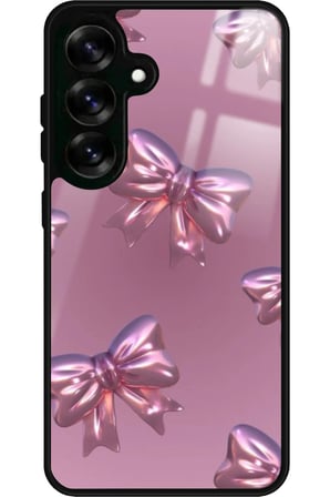 Samsung Galaxy A16 Uyumlu Pembe Kurdele Tasarımlı Parlak Silikon Kılıf