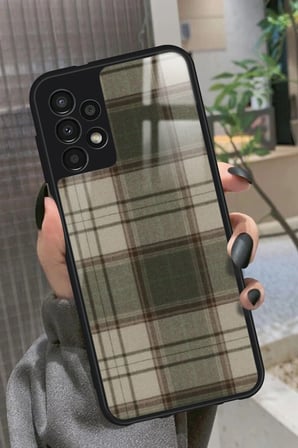 Samsung Galaxy A23 Uyumlu Yeşil Kare Tasarımlı Parlak Silikon Kılıf