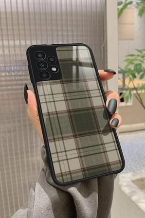 Samsung Galaxy A23 Uyumlu Yeşil Kare Tasarımlı Parlak Silikon Kılıf