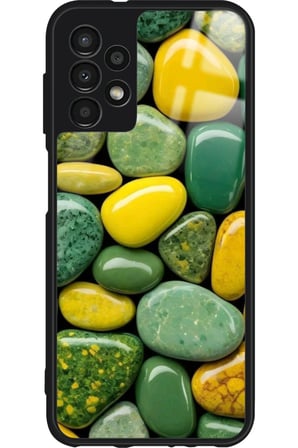 Samsung Galaxy A23 Uyumlu Yeşil&Sarı Taş Tasarımlı Parlak Silikon Kılıf