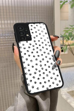 Samsung Galaxy A23 Uyumlu Siyah-Beyaz Kedi Patisi Tasarımlı Parlak Silikon Kılıf