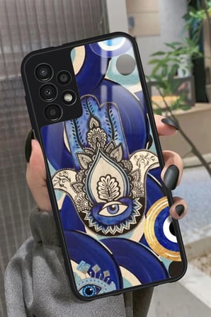 Samsung Galaxy A23 Uyumlu Nazar Boncuğu Tasarımlı Parlak Silikon Kılıf