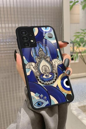 Samsung Galaxy A23 Uyumlu Nazar Boncuğu Tasarımlı Parlak Silikon Kılıf
