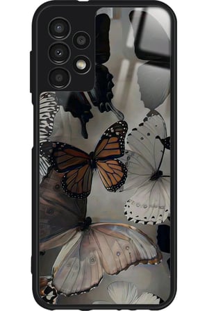 Samsung Galaxy A23 Uyumlu Siyah Kelebek Tasarımlı Parlak Silikon Kılıf