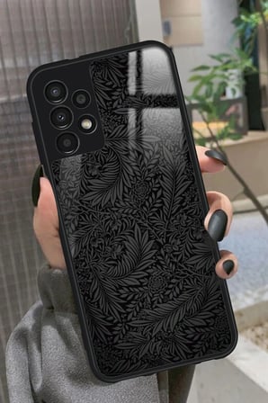 Samsung Galaxy A23 Uyumlu Siyah Karışık Tasarımlı Parlak Silikon Kılıf
