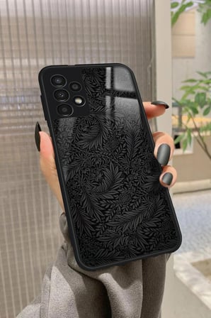Samsung Galaxy A23 Uyumlu Siyah Karışık Tasarımlı Parlak Silikon Kılıf