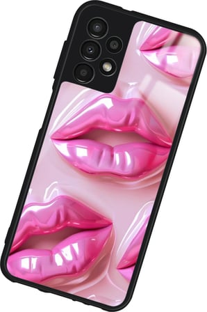 Samsung Galaxy A23 Uyumlu Pembe Dudak Tasarımlı Parlak Silikon Kılıf
