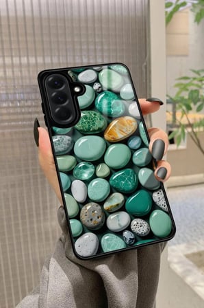 Samsung Galaxy A26 Uyumlu Yeşil Taş Tasarımlı Parlak Silikon Kılıf