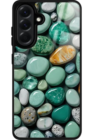 Samsung Galaxy A26 Uyumlu Yeşil Taş Tasarımlı Parlak Silikon Kılıf