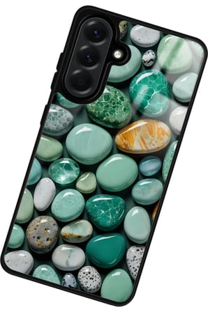 Samsung Galaxy A26 Uyumlu Yeşil Taş Tasarımlı Parlak Silikon Kılıf