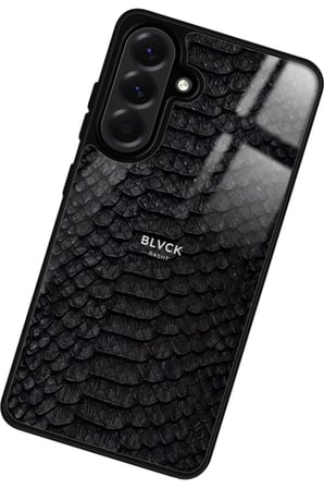 Samsung Galaxy A26 Uyumlu Siyah Yılan Derisi Tasarımlı Parlak Silikon Kılıf