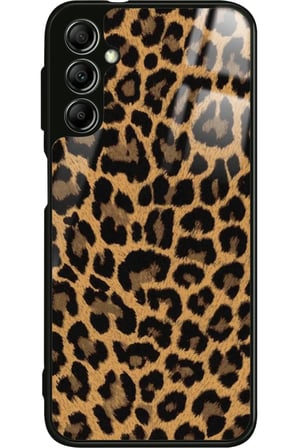 Samsung Galaxy A34 Uyumlu Kahverengi Leopar Tasarımlı Parlak Silikon Kılıf