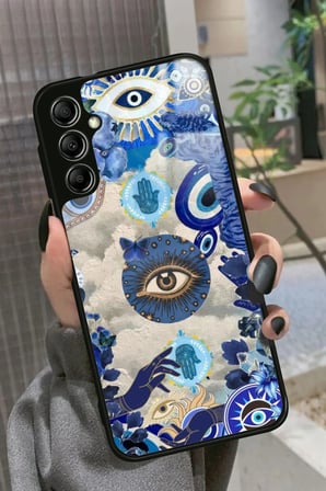 Samsung Galaxy A34 Uyumlu Nazar Boncuğu Tasarımlı Parlak Silikon Kılıf