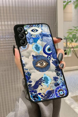 Samsung Galaxy A34 Uyumlu Nazar Boncuğu Tasarımlı Parlak Silikon Kılıf