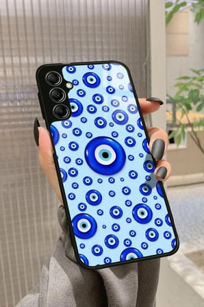 Samsung Galaxy A34 Uyumlu Nazar Boncuğu Tasarımlı Parlak Silikon Kılıf