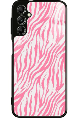 Samsung Galaxy A34 Uyumlu Pembe Zebra Tasarımlı Parlak Silikon Kılıf