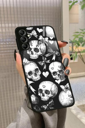 Samsung Galaxy A34 Uyumlu Kurukafa Tasarımlı Parlak Silikon Kılıf