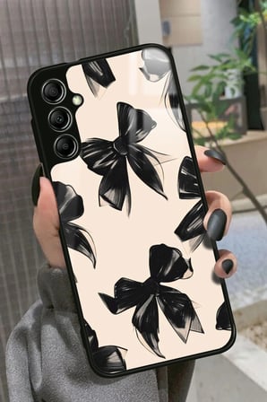 Samsung Galaxy A34 Uyumlu Siyah Kurdele Tasarımlı Parlak Silikon Kılıf