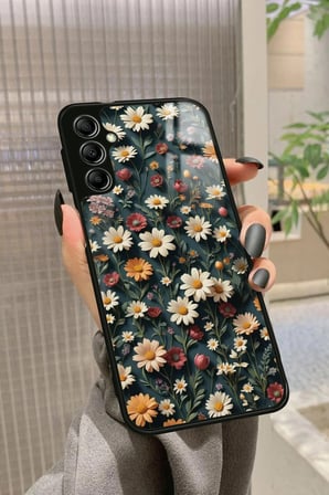Samsung Galaxy A34 Uyumlu Karışık Çiçek Tasarımlı Parlak Silikon Kılıf