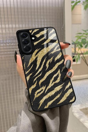 Samsung Galaxy A36 Uyumlu Kahverengi Zebra Tasarımlı Parlak Silikon Kılıf