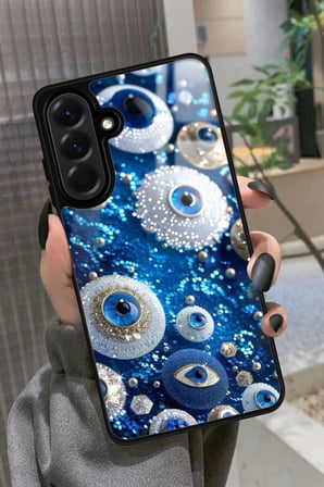 Samsung Galaxy A36 Uyumlu Nazar Boncuğu Tasarımlı Parlak Silikon Kılıf