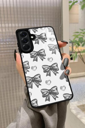 Samsung Galaxy A36 Uyumlu Gri Kurdele Tasarımlı Parlak Silikon Kılıf