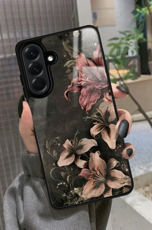 Samsung Galaxy A36 Uyumlu Pembe Çiçek Tasarımlı Parlak Silikon Kılıf