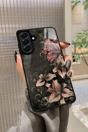 Samsung Galaxy A36 Uyumlu Pembe Çiçek Tasarımlı Parlak Silikon Kılıf