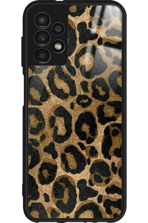 Samsung Galaxy A52 Uyumlu Kahverengi Leopar Tasarımlı Parlak Silikon Kılıf