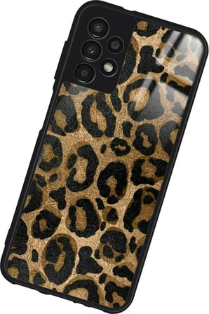 Samsung Galaxy A52 Uyumlu Kahverengi Leopar Tasarımlı Parlak Silikon Kılıf