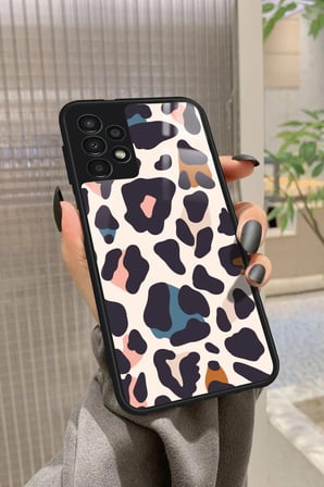 Samsung Galaxy A52 Uyumlu Karışık Renkli Leopar Tasarımlı Parlak Silikon Kılıf