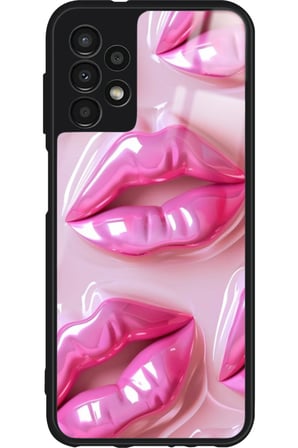 Samsung Galaxy A52 Uyumlu Pembe Dudak Tasarımlı Parlak Silikon Kılıf