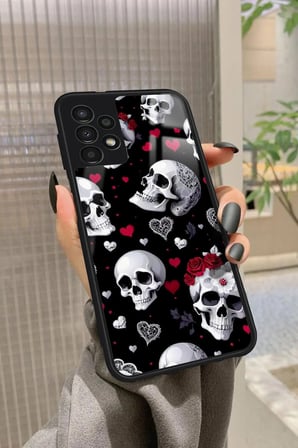 Samsung Galaxy A52 Uyumlu Kurukafa Tasarımlı Parlak Silikon Kılıf