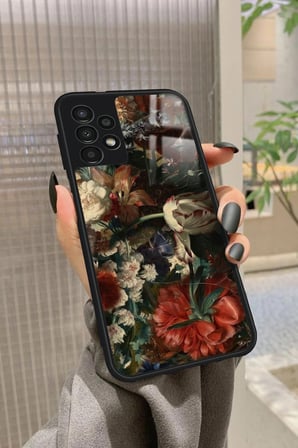 Samsung Galaxy A52 Uyumlu Karışık Çiçek Tasarımlı Parlak Silikon Kılıf