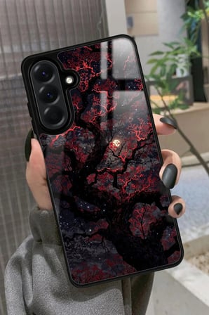 Samsung Galaxy A56 Uyumlu Van Gogh Kırmızı Ağaç Tablo Tasarımlı Parlak Silikon Kılıf