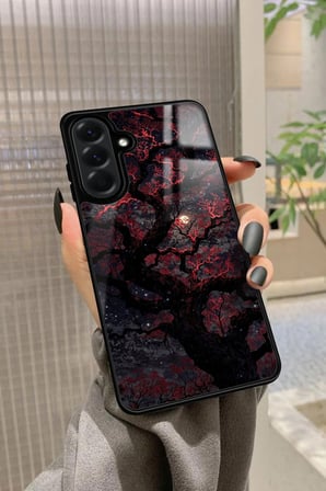 Samsung Galaxy A56 Uyumlu Van Gogh Kırmızı Ağaç Tablo Tasarımlı Parlak Silikon Kılıf