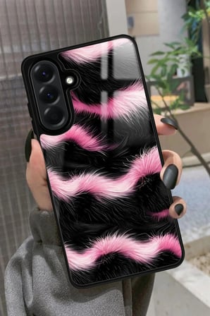 Samsung Galaxy A56 Uyumlu Pembe Zebra Tasarımlı Parlak Silikon Kılıf