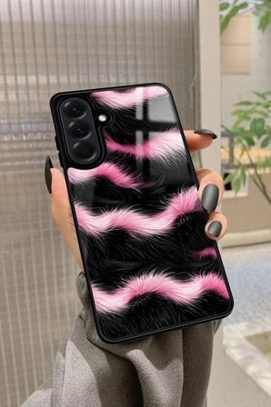 Samsung Galaxy A56 Uyumlu Pembe Zebra Tasarımlı Parlak Silikon Kılıf