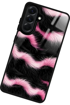 Samsung Galaxy A56 Uyumlu Pembe Zebra Tasarımlı Parlak Silikon Kılıf