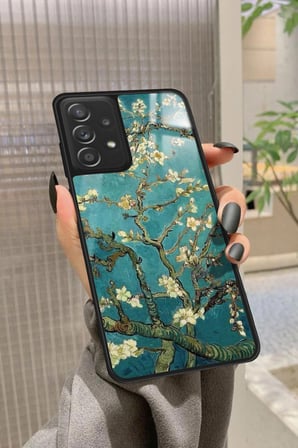 Samsung Galaxy A72 Uyumlu Van Gogh Yeşil Ağaç Tablo Tasarımlı Parlak Silikon Kılıf