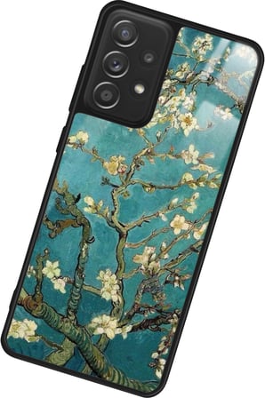 Samsung Galaxy A72 Uyumlu Van Gogh Yeşil Ağaç Tablo Tasarımlı Parlak Silikon Kılıf