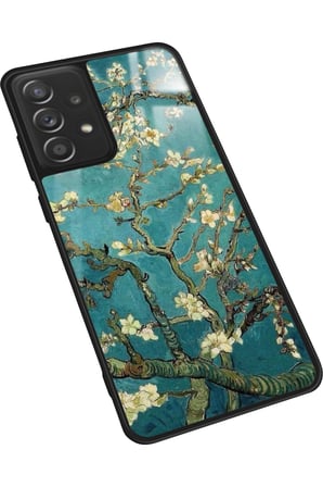 Samsung Galaxy A72 Uyumlu Van Gogh Yeşil Ağaç Tablo Tasarımlı Parlak Silikon Kılıf