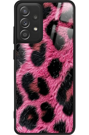 Samsung Galaxy A72 Uyumlu Pembe Leopar Tasarımlı Parlak Silikon Kılıf